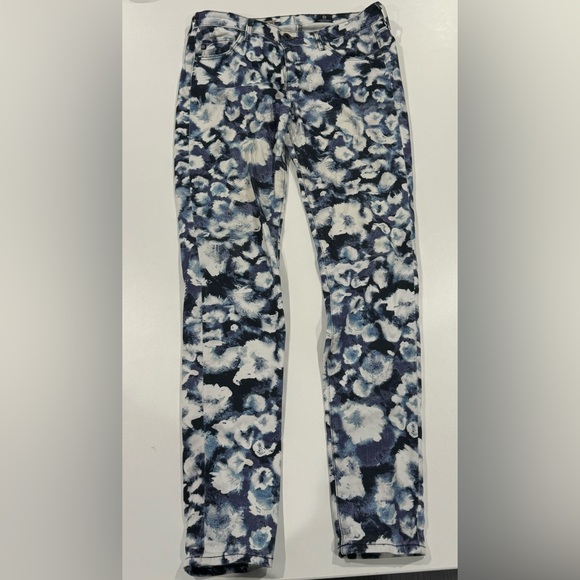 Ag Adriano Goldschmied Denim - Adriano Goldschmied Legging Jeans 27R Blue white blue abstract floral skinny